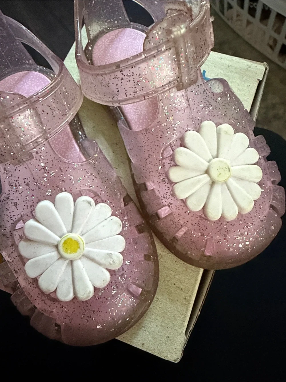 igor Pink Glitter Daisy Jelly Sandals for Kids